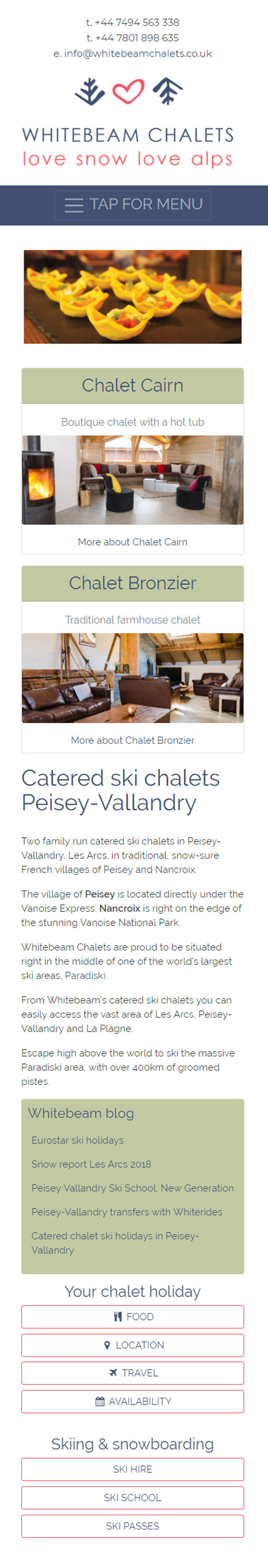 Mobile ready chalet company website