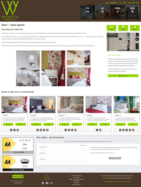 Hotel website in the Cotswolds