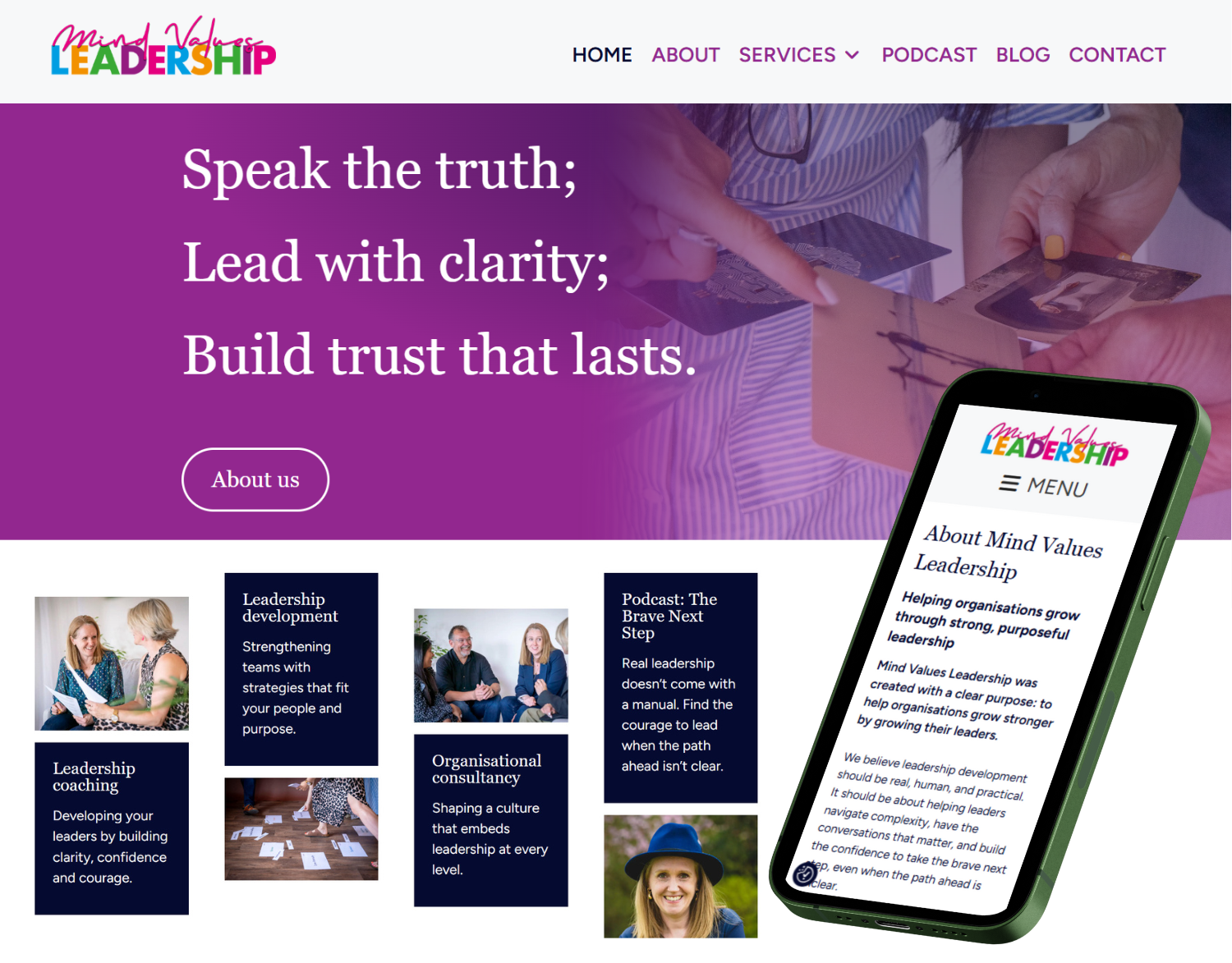Optimised website design for leadership coach