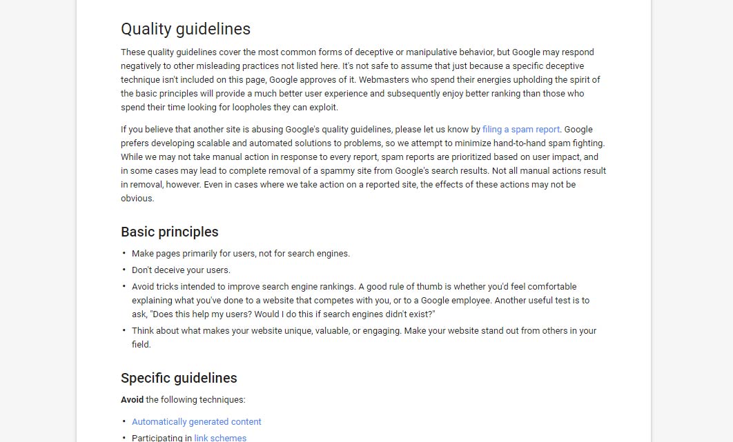 An insight to Google’s quality guidelines for business owners