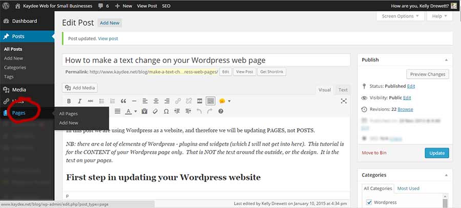 WordPress text editor