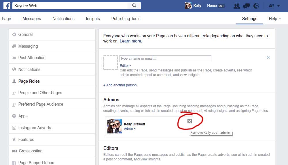 Add an administrator to a Facebook business page