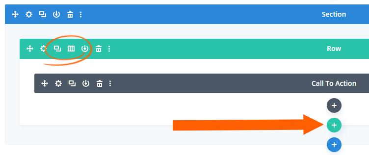 Divi Builder - add a row and split columns