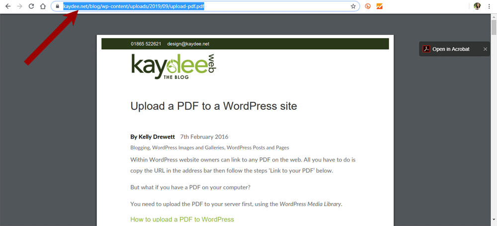 Find the URL and link to a PDF within WordPress