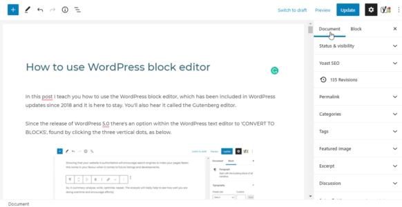 Find the Permalink within the WordPress block editor