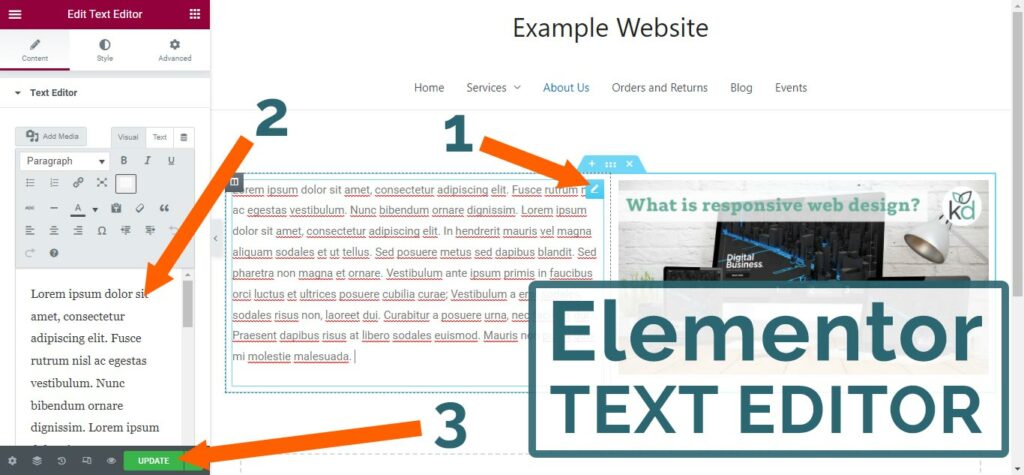 Elementor text editor