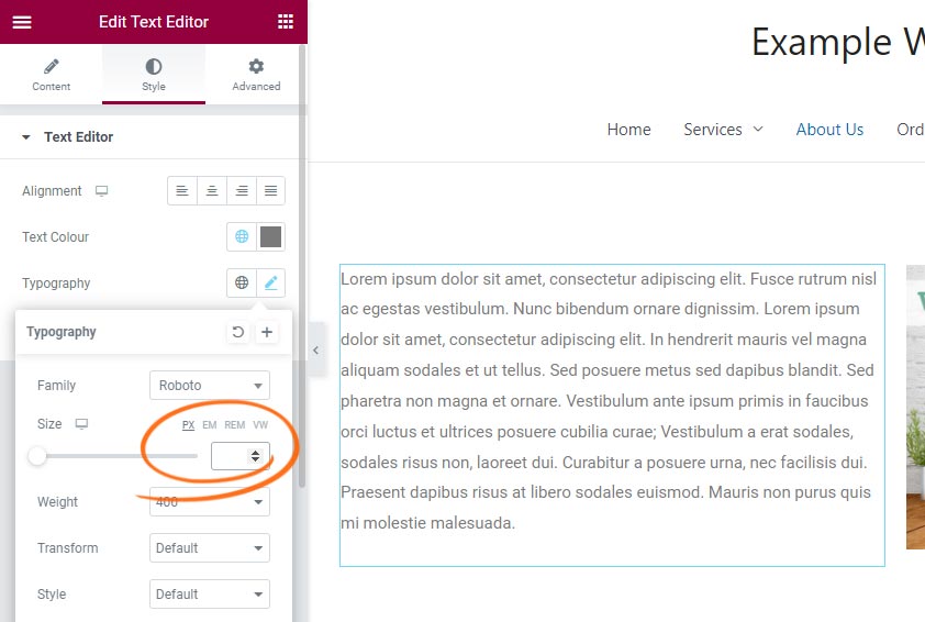 Edit Column Size Elementor