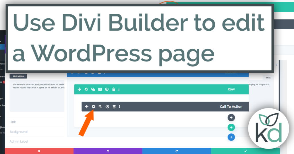 Use Divi Builder to edit WordPress page