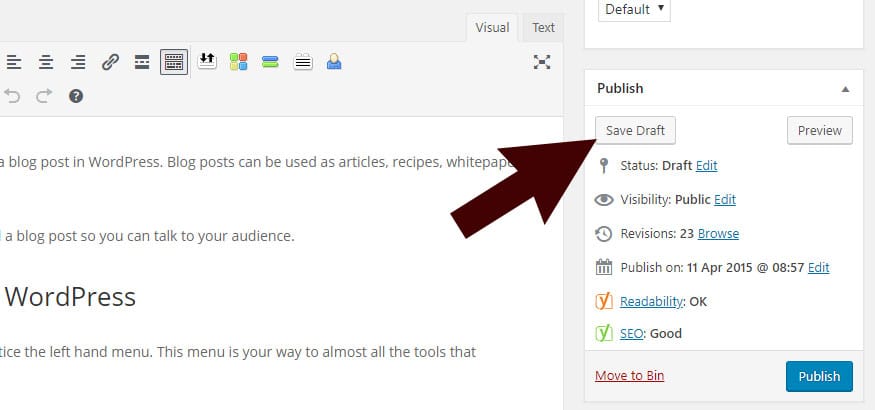 Save Blog Post as a Draft in WordPress