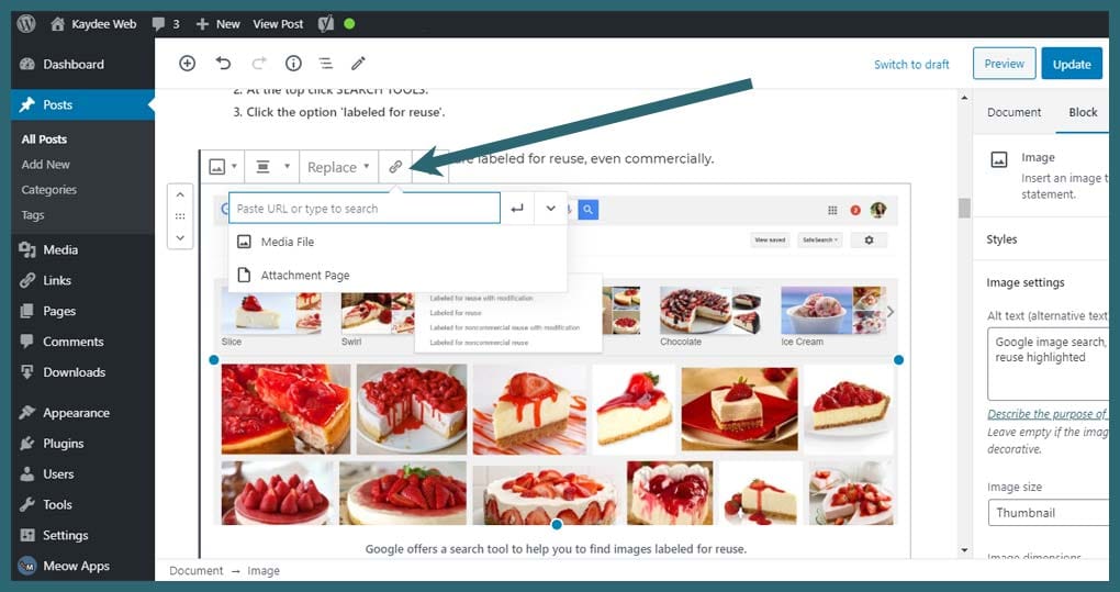 Add PDF WordPress Link from an Image