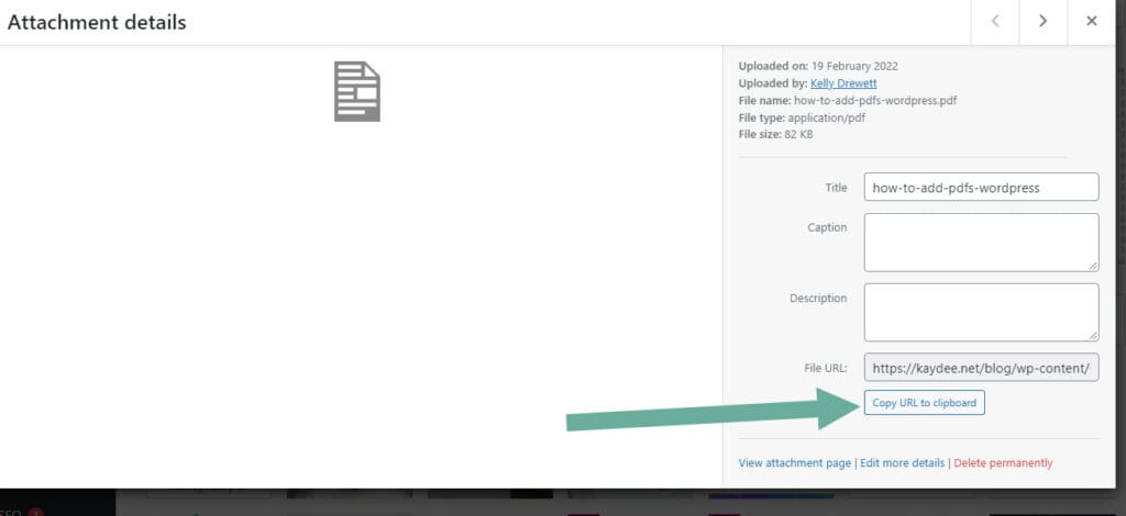Copy URL to Clipboard in WordPress, Linking to a PDF