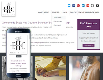 HTML website design for fashion school, Calgary, Canada